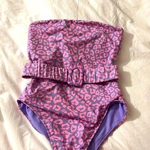 Beach riot  one piece pink purple leopard size large
